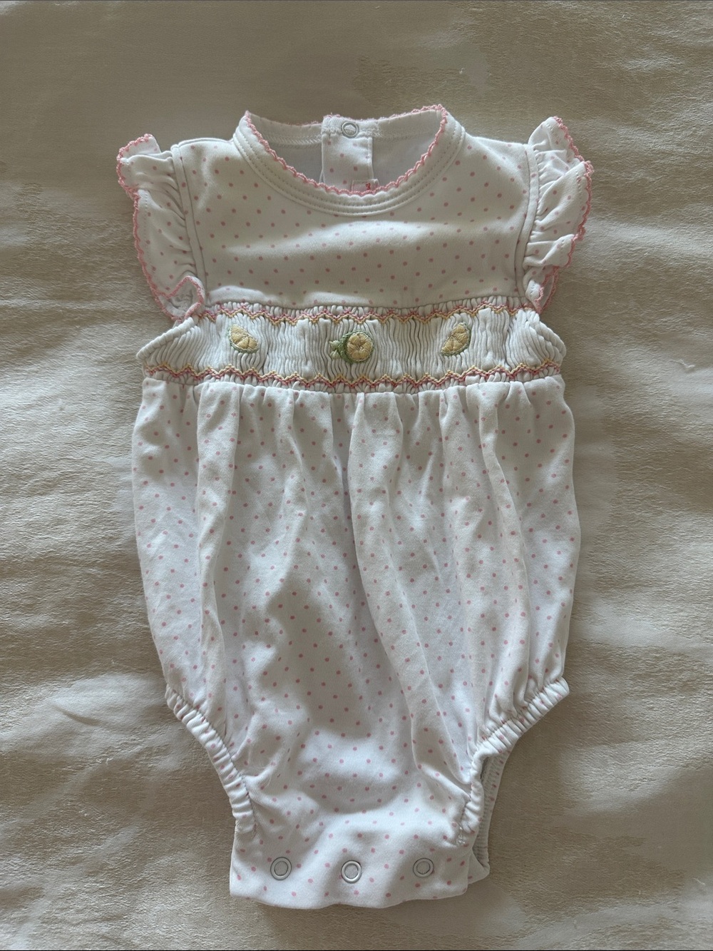 Pineapple Sunshine Smocked Baby Bubble with Limes